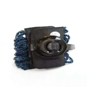 Brazalete de mostacilla azul noche