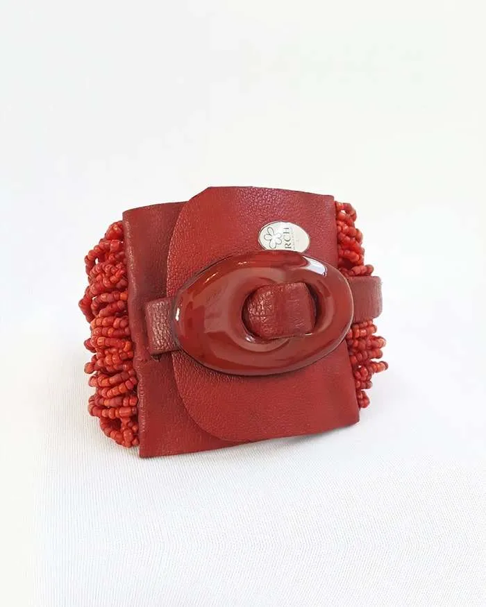 Brazalete de mostacilla checa rojo