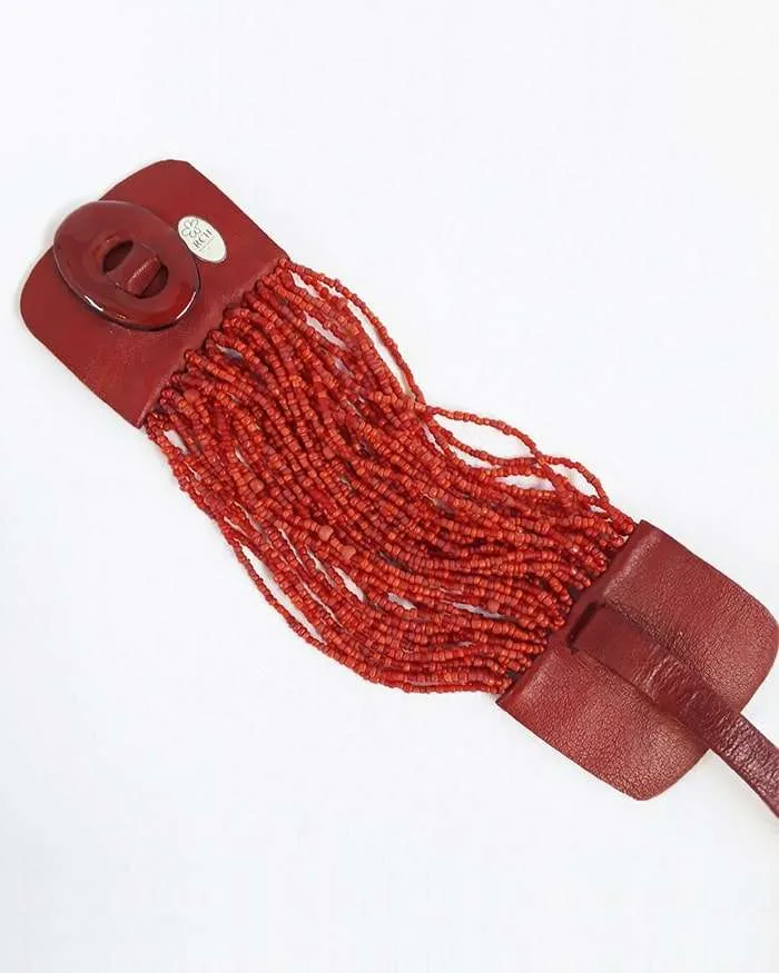 Brazalete de mostacilla checa rojo